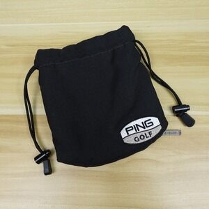 PING Golf Valuables Bag Black Nylon Fur Lined Drawstring/Zipper Bag Ripstop Rare